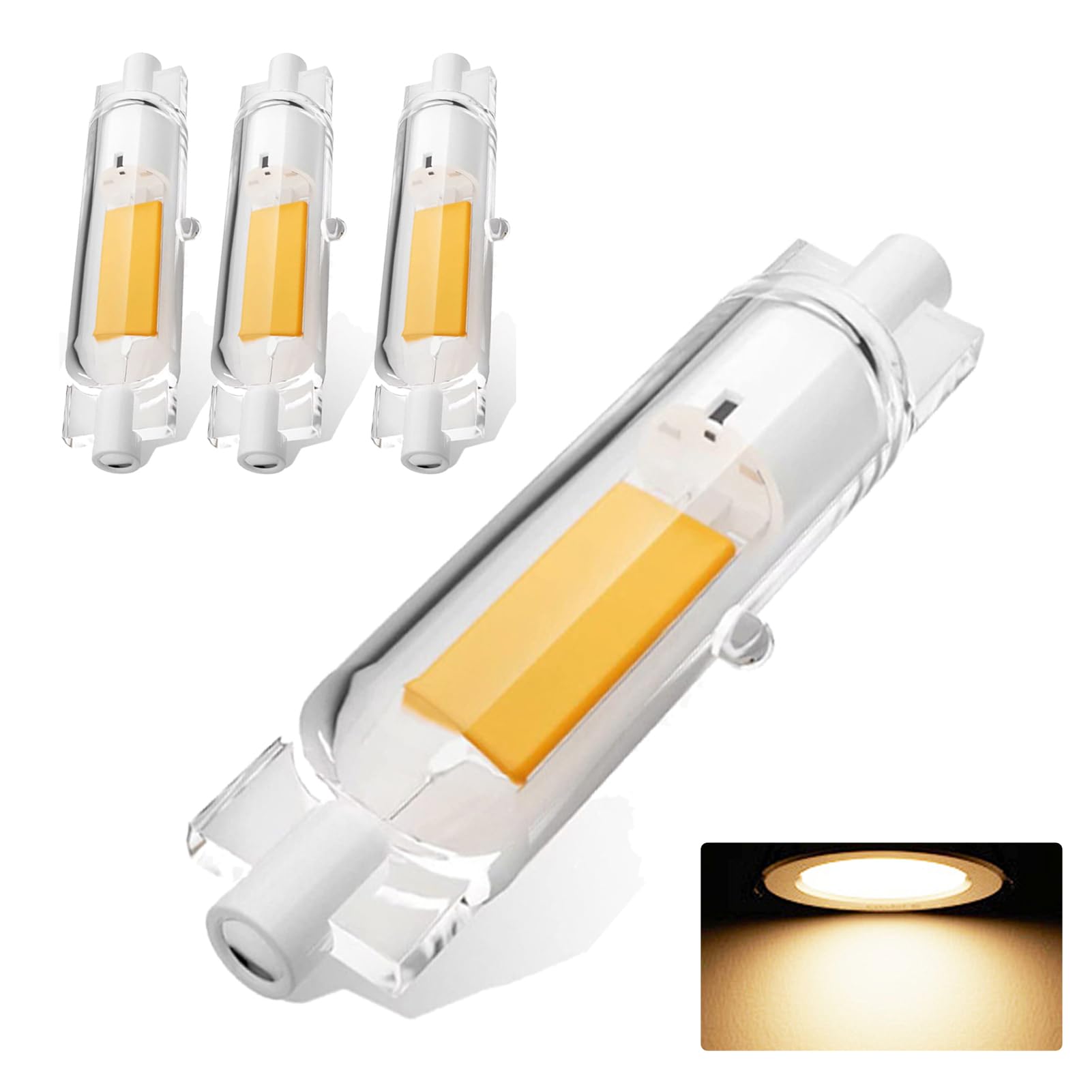 ZJZG R7S LED Bulb 78mm Dimmable, Warm White 3000K 2000LM, R7S 78mm LED Bulb 20W Equivalent 200W Halogen Light Bulbs, Flicker-Free, 360° Light Angle, Energy Saving Floodlight, 4 Pack