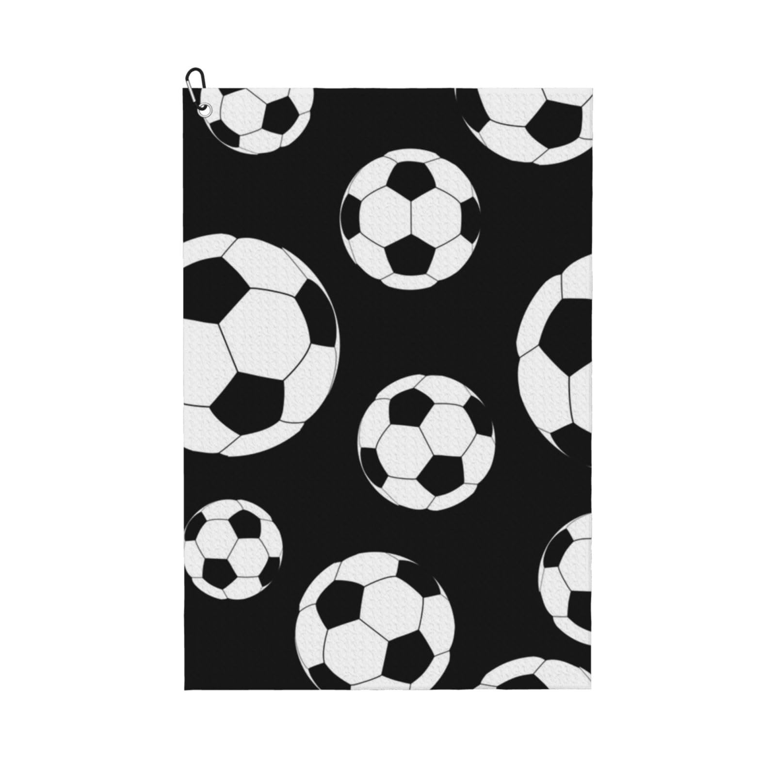 Hnnkloy Soccer Football, 16x24 in Portable Waffle Golf Towels with Carabiner Clip for Golf Bag