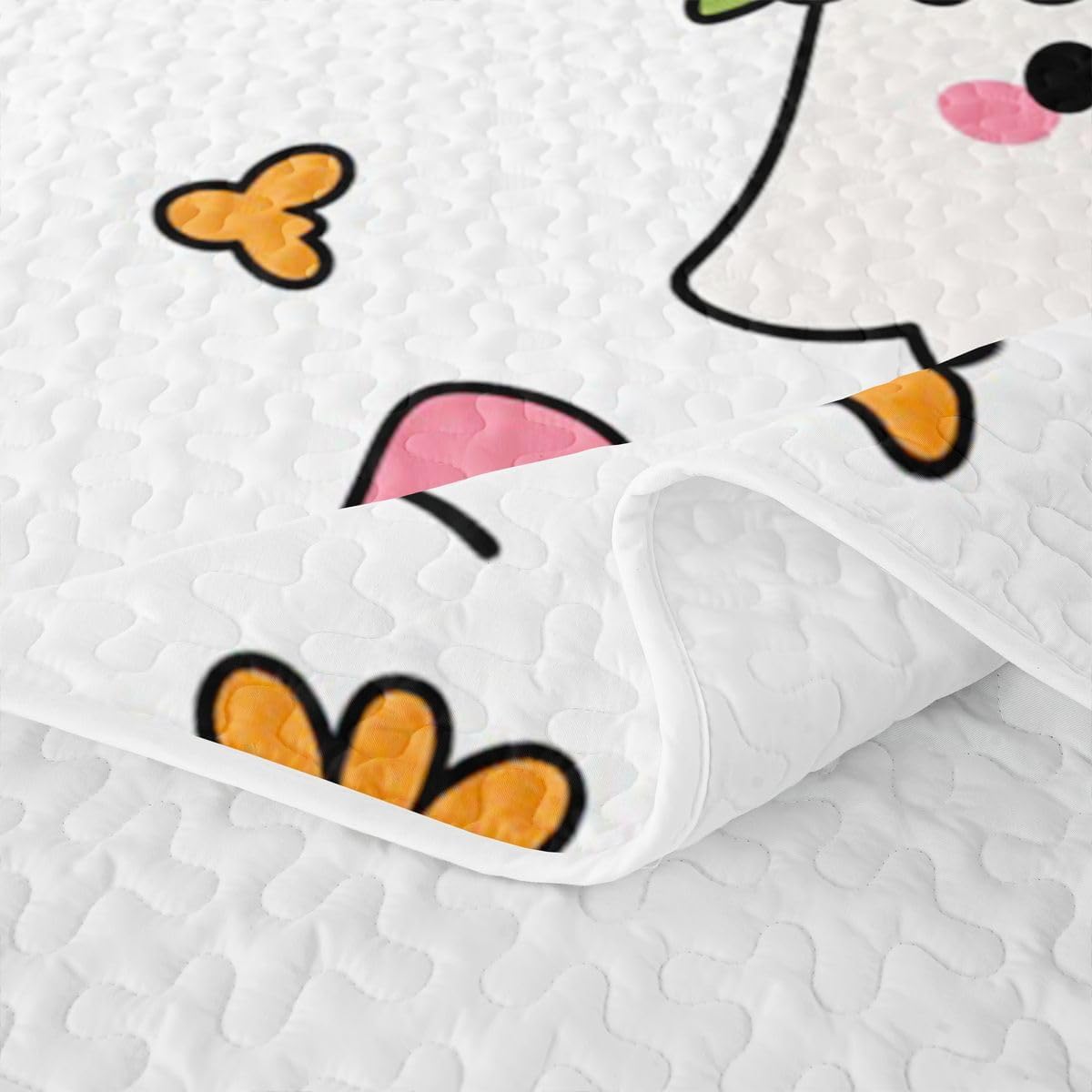 Feelyou Halloween Decor Quilts for King Bed Ghost Bedspreads Soft Bed Summer Lightweight Comforter Pink Bows Coverlet All Season 3 Pieces (1 Quilt, 2 Pillowcases) Bedding Set