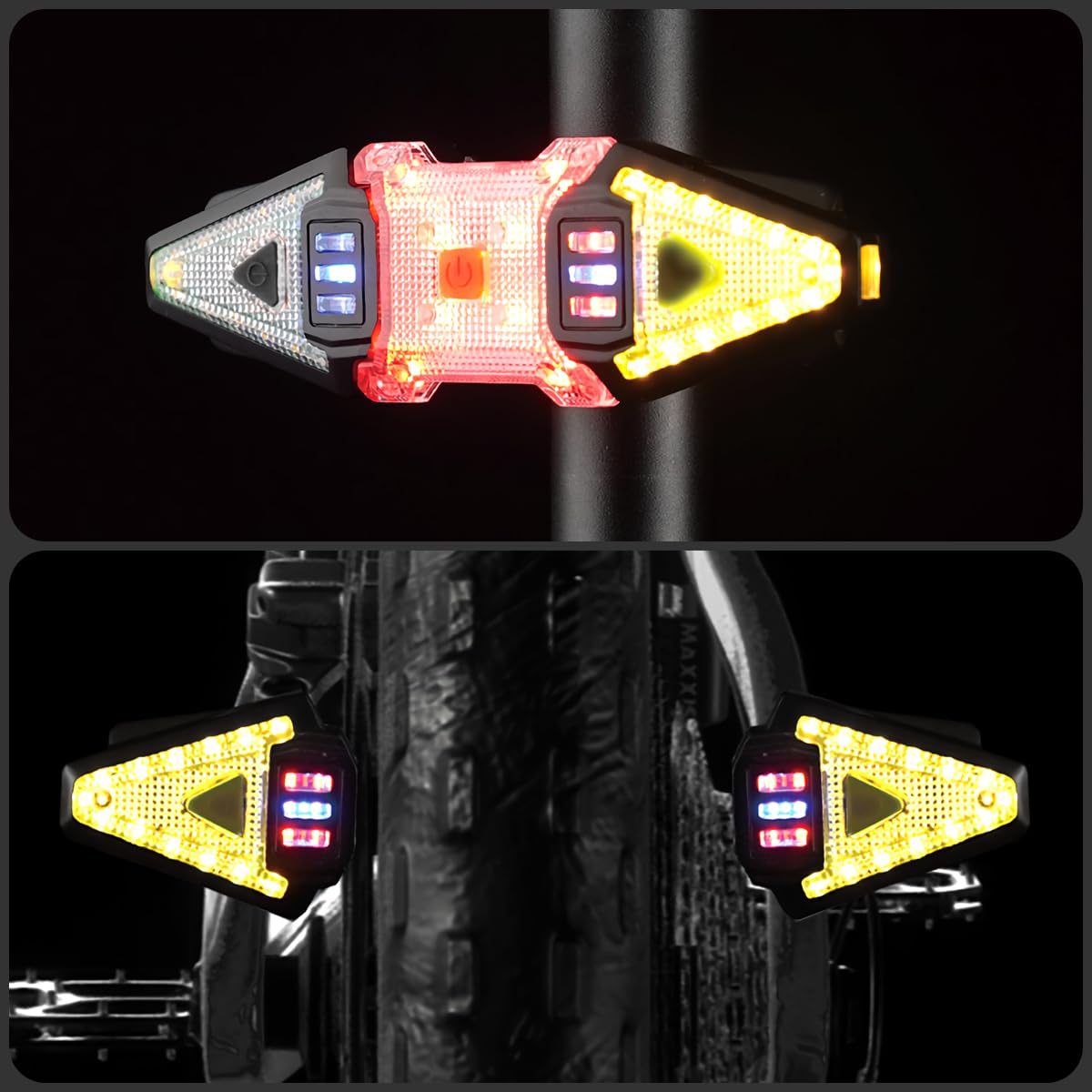 Luce Posteriore Bici con Segnale di Girata - NIUAWASA Split Posteriore Luci per Bicicletta Ricaricabile Telecomando Senza Fili Bici Fanale Posteriore Spia Lampada (Luce di svolta+luce principale)