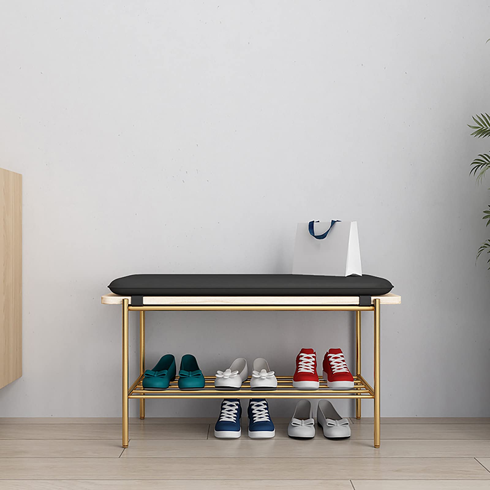 Étagère à chaussures avec banc pour couloir étroit afin de ranger et s'asseoir