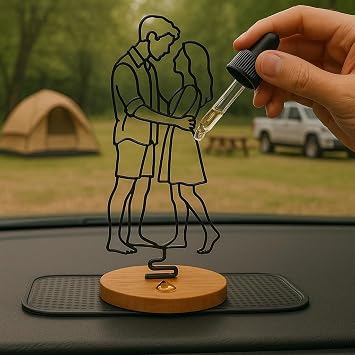 Dulo Car Ornament Art Custom Line Personalized Couple Outline, Auto Accessory Decor Christmas Gift for Dog Lover, Cute Cat Diffuser for Car Air Freshener