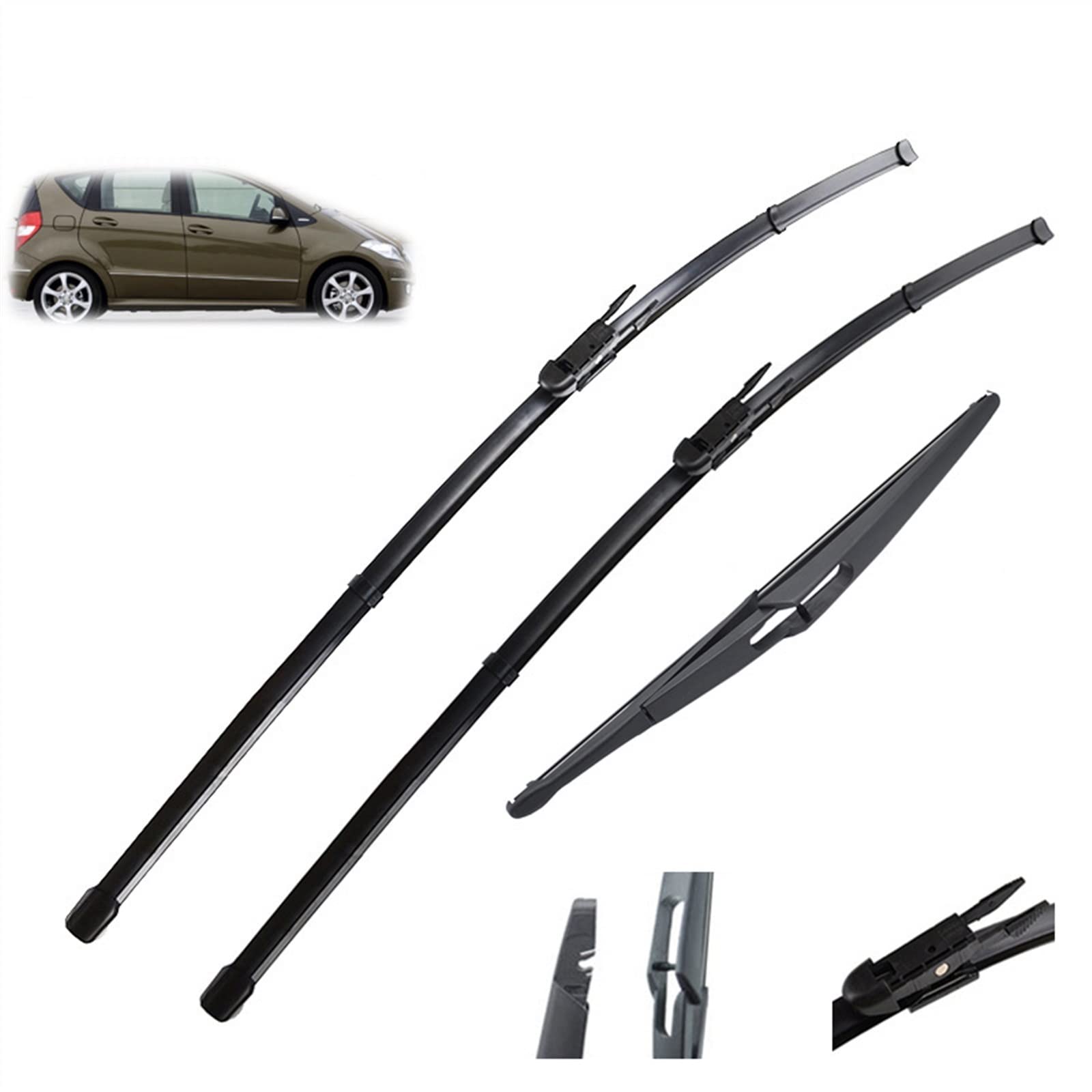 Juego De Escobillas Limpiaparabrisas Delanteras Y Traseras De 26 "+ 23" + 12 "para Parabrisas De Coche Limpiaparabrisas Para Benz Clase A W169 2004-2012 Parabrisas
