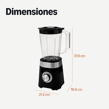 Amazon Basics - Kitchen Blender 1.5L 600W Plastic Jug for Smoothies and Crushing Ice, Black