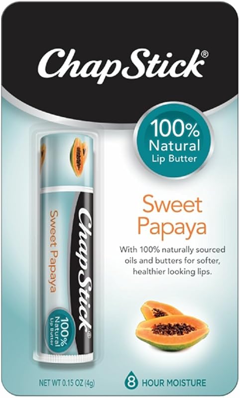 Bálsamo labial ChapStick Papaya 100% Natural Lip Butter Sweet Papaya, sem tonalidade, 4,25 g