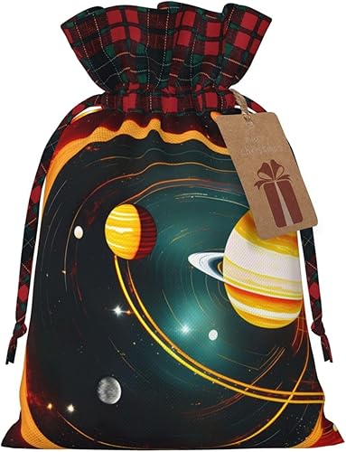 Solar System Jupiter Saturn - Bolsas de regalo con temática navideña, elegantes, únicas y personalizadas, reutilizables con cordón