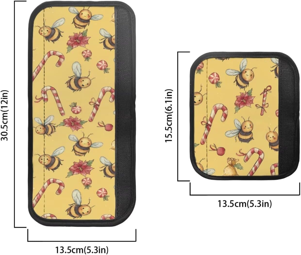 Fridge Door Handle Covers Kitchen Appliance Protective Gloves Christmas Decor 6 PCS Anti-Scratch Refrigerator Handle Cover Keep Off Stains Food Spot, Bee Poinsettia Candy Cane Yellow Print