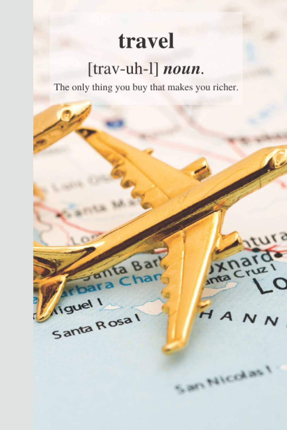 Gold Planes and Atlas Travel Notebook 120 Pages: Travel Notebook/ journal with cute gold planes and world map
