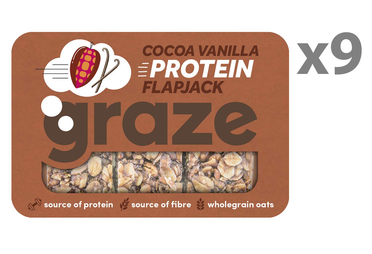 Graze - Flapjack di proteine al cacao e vaniglia (54 g x 9)