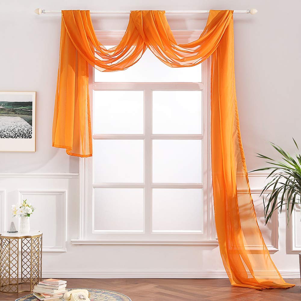 Megachest TAILORED VOILE WINDOW SCARF PELMET 26 color choices (orange, 56"X118"X1 Panel), W 56" x L 118" (1 Panels)