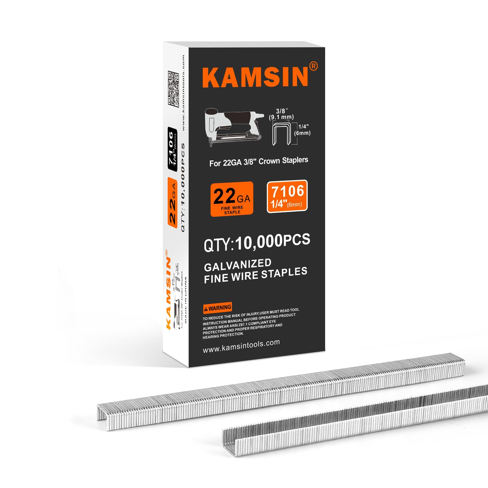 Grapas de alambre fino galvanizado de calibre 22 de 3/8 pulgadas (9 mm), grapas de alambre fino de 6 mm de longitud, grapas de tapicería serie 71 para tela, tapicería, muebles, 10.000 por caja