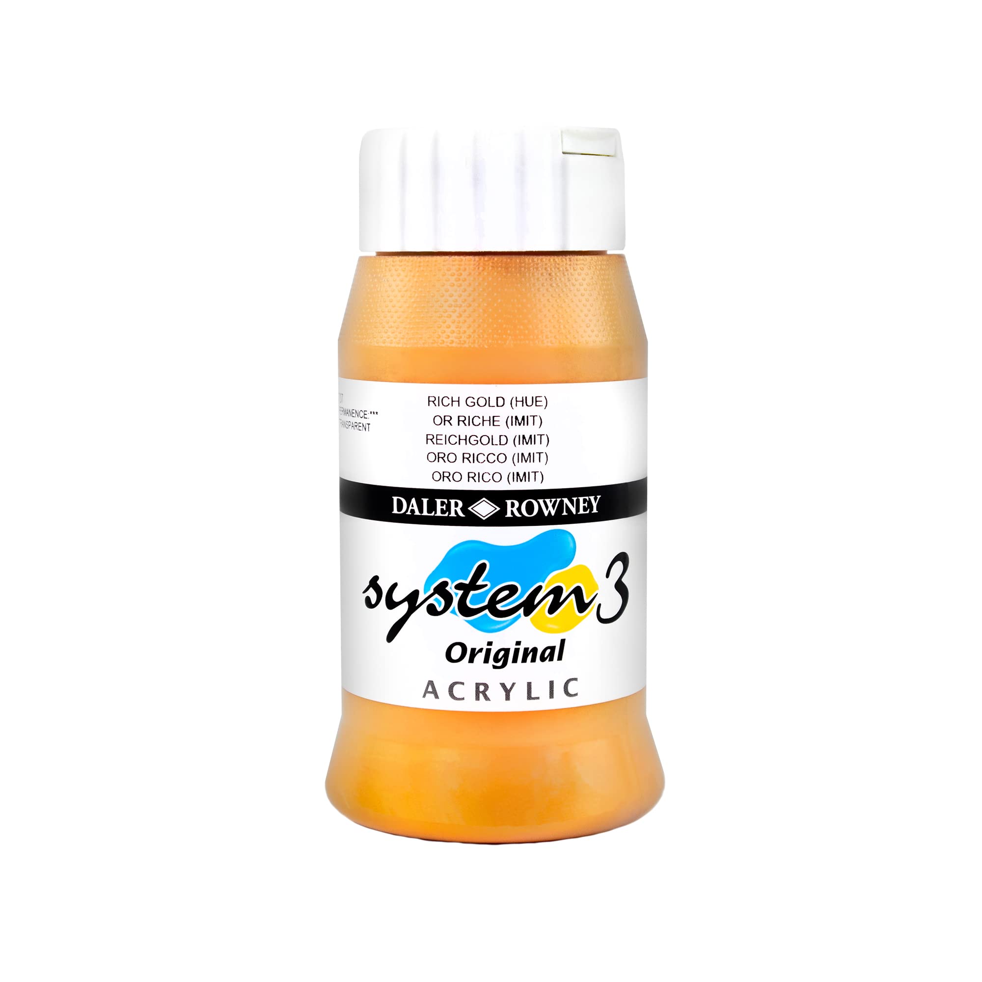 Daler Rowney : System 3 Acrylic Paint : 500ml : Rich Gold Hue