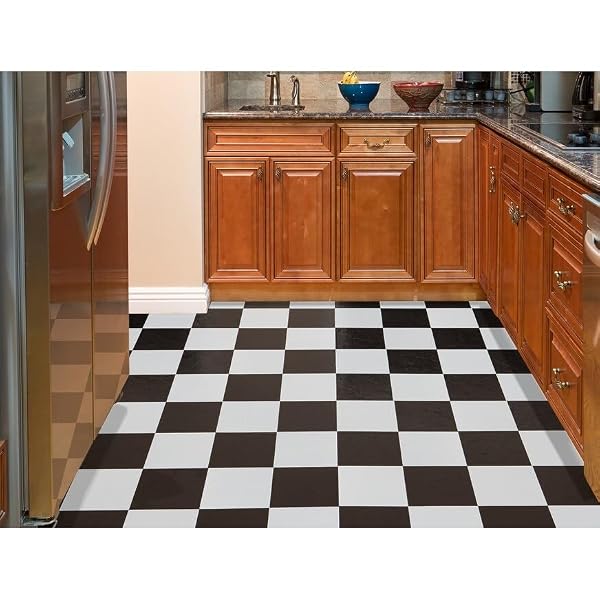 Sterling Self Adhesive 12-Inch Vinyl Floor Tiles, 20 Tiles - 12" x 12", Black and White Pattern - Peel & Stick, DIY Flooring for Kitchen, Dining Room, Bedrooms & Bathrooms by Achim Home Decor by ACHIM - Image 2