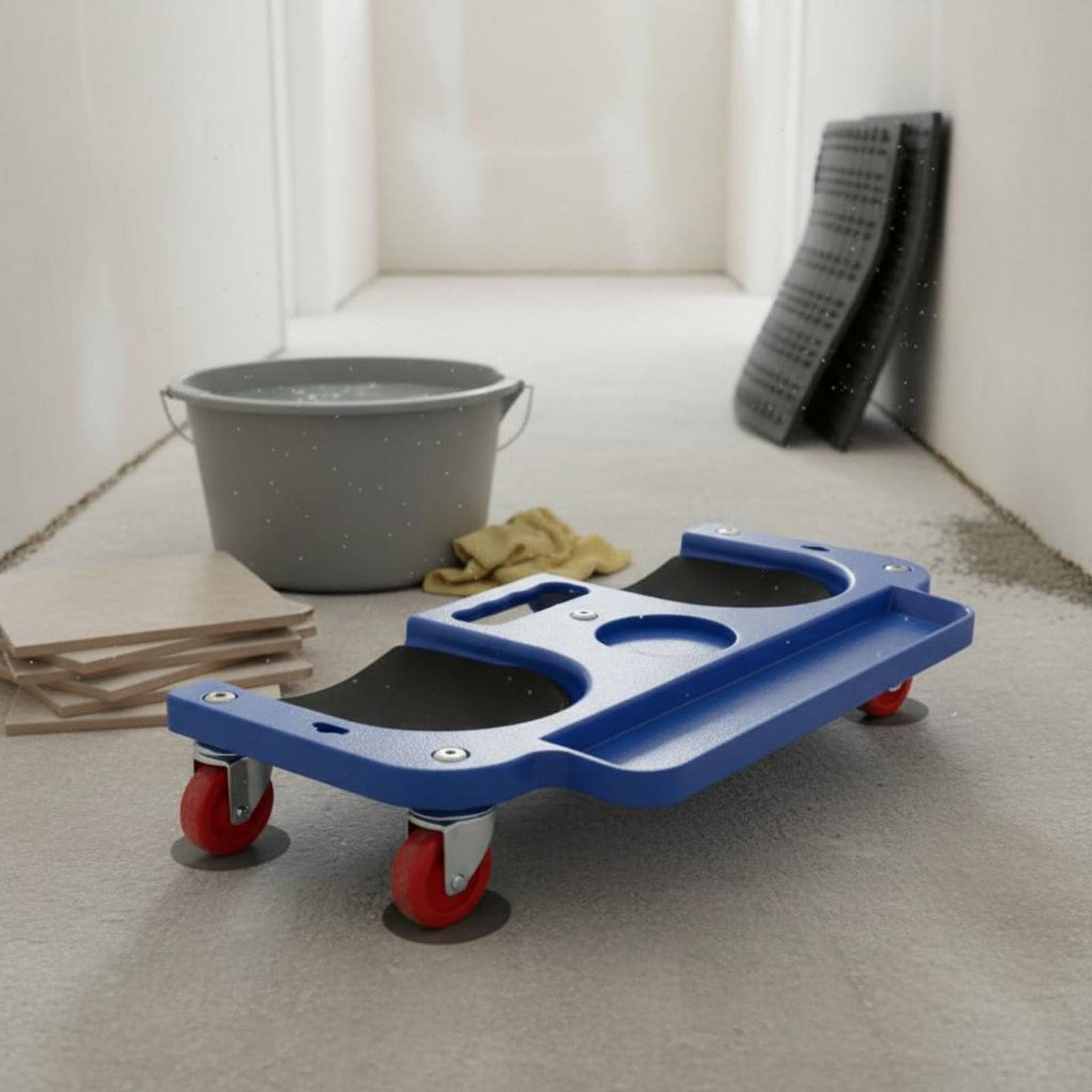 Gepolstertes Kniebrett auf Rollen ergonomisches Design Knierollbrett hohe Belastbarkeit Fliesenleger-Knie-Rollbrett für Handwerker, Heimwerker, Garage, Blau