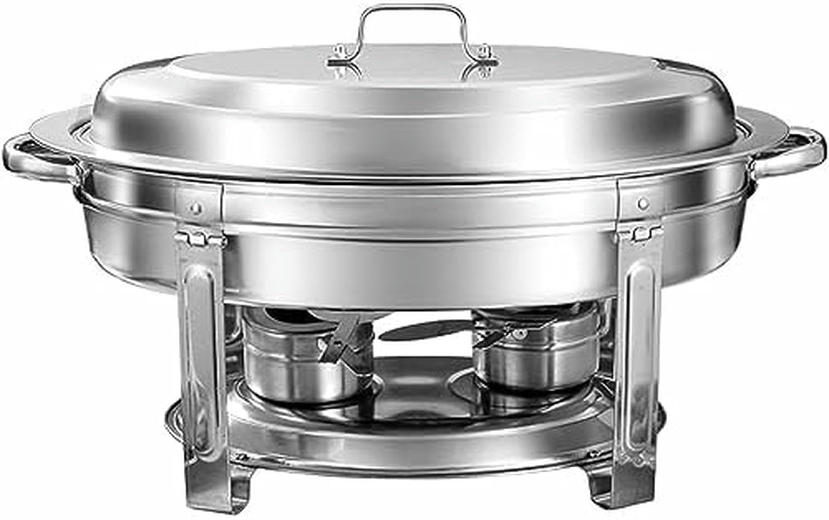 Réchaud ovale inox avec bac à eau pour garder vos plats chauds sans sécher au buffet