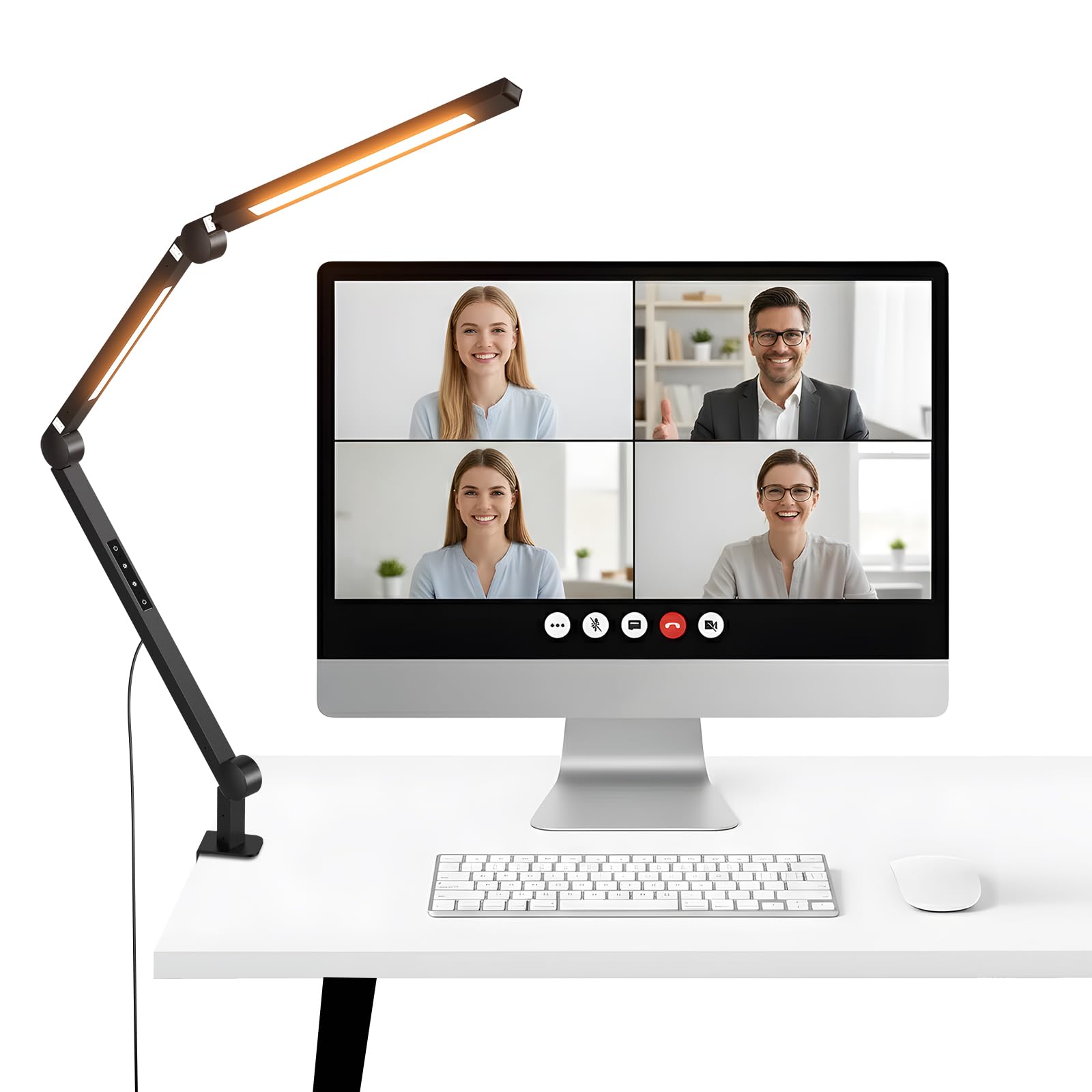 NEEWRE Basics 42,5" Lampe de Bureau à Pince pour Bureau à Domicile, 12W, Alliage d'Aluminium, Double Barre LED, Dimmable, Bicolore, pour écran d'Ordinateur, Dessin Technique, CRI 95+, ME-DL02