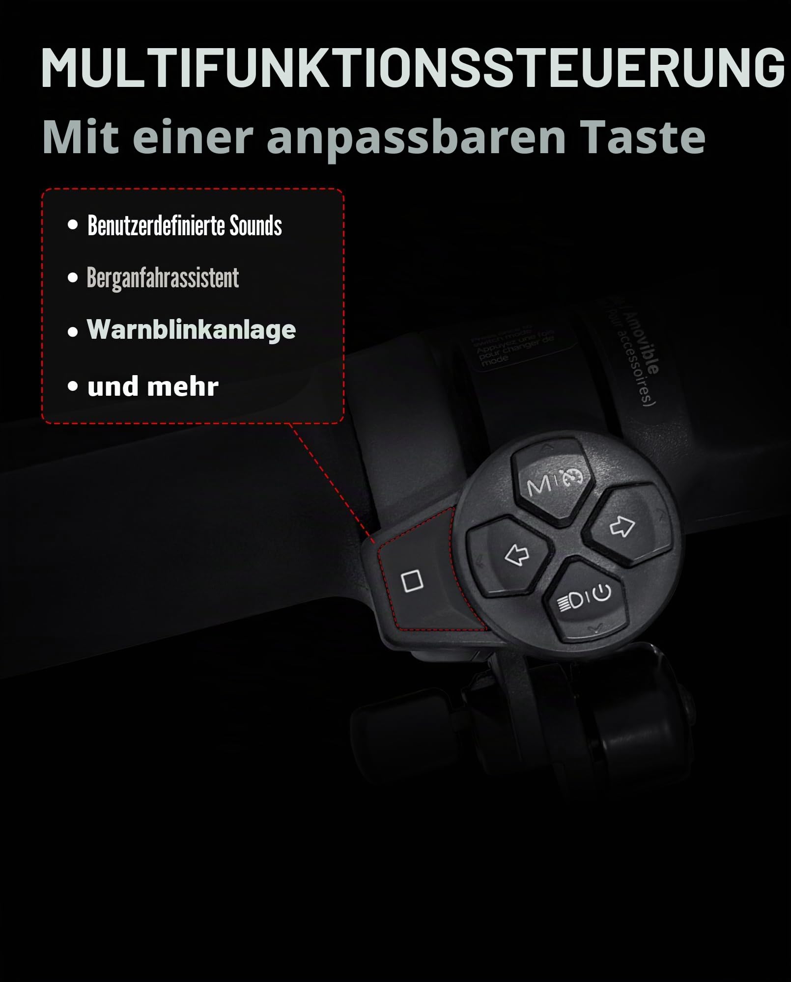 Multifunktionale Kombinationsschaltertaste kompatibel mit Segway Ninebot ZT3 PRO / ZT3Pro D / ZT3Pro E Drehknopf Lenkscheinwerfer Kombinationsschalter Zubehör