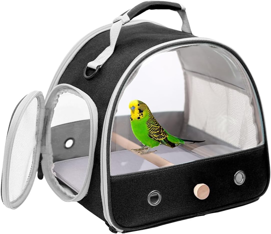 Portable Bird Carrier, Pet Travel Transport Cage for Small Animals (Grey, DWL)