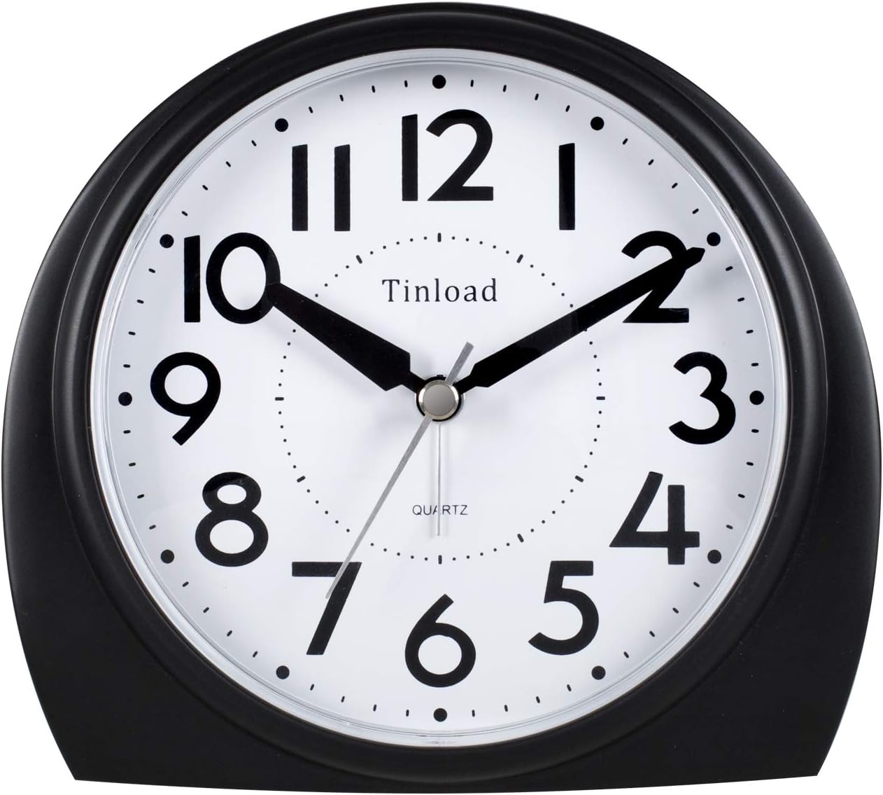 Tinload 5.5" Large Analog Alarm Clock Silent Non Ticking, Gentle Wake, Beep Sounds, Increasing Volume, Battery Operated Snooze and Manual Light, Easy Set, Black (Best for Elder)