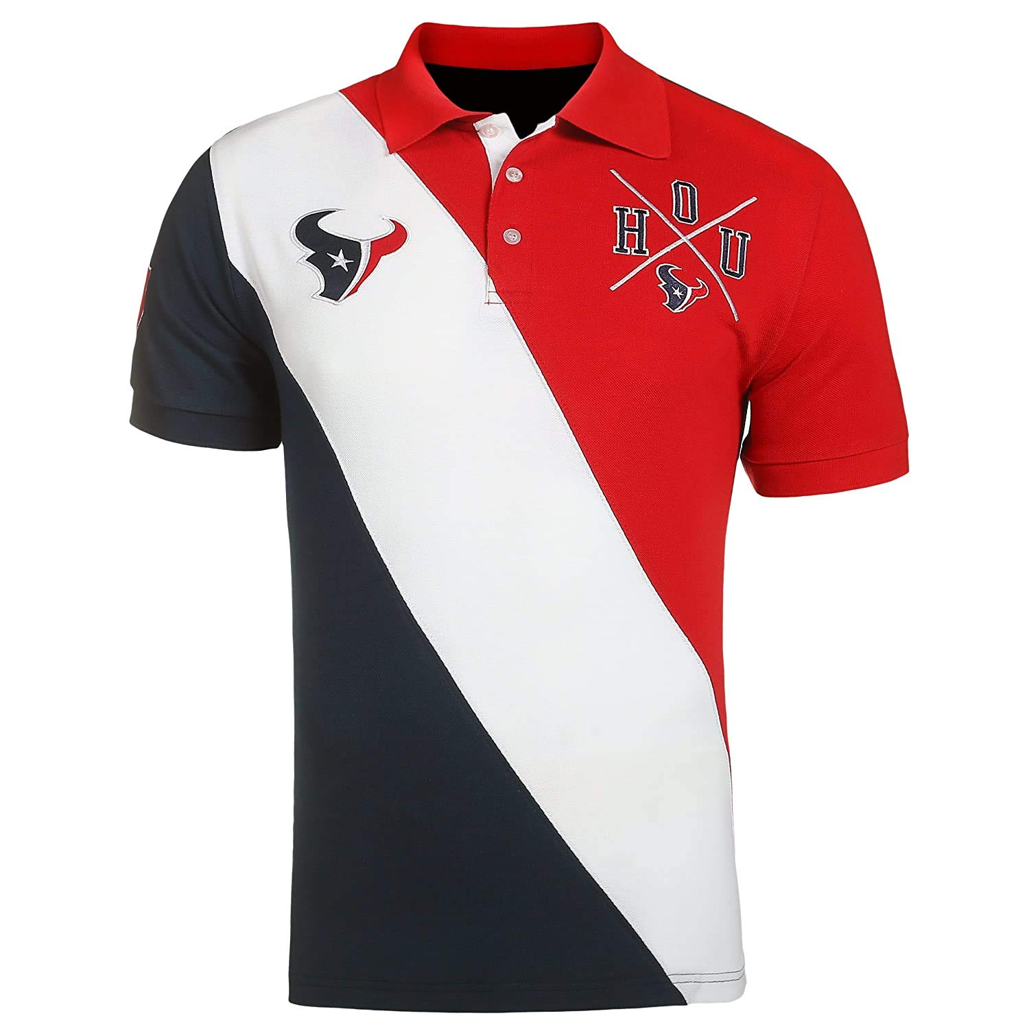 NFL Men's Diagonal Stripe Polo Shirt, Houston Texans, Medium