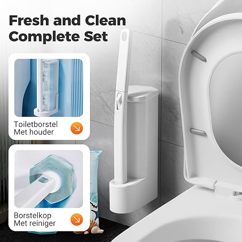 Miniatura 3 de Sistema de limpieza desechable para inodoro, cepillo de inodoro desechable mejorado con 28 piezas de limpiador preempapado para limpiadores de