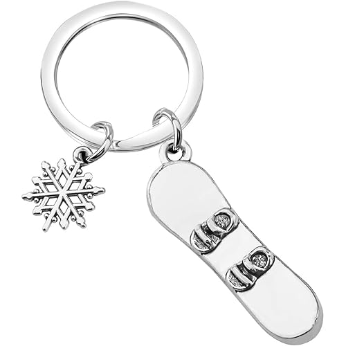 CENWA Snowboarder Gift 3D Snowboard and Snowflake Pendant Snowboarding Keychain Snowboarder Team Gift