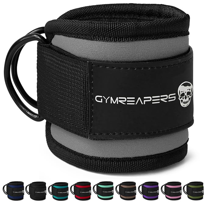 Gymreapers Ankle Straps For Cable Machine Kickbacks, Glute Workouts, Lower Body Exercises - Adjustable Leg Straps with Neoprene Padding