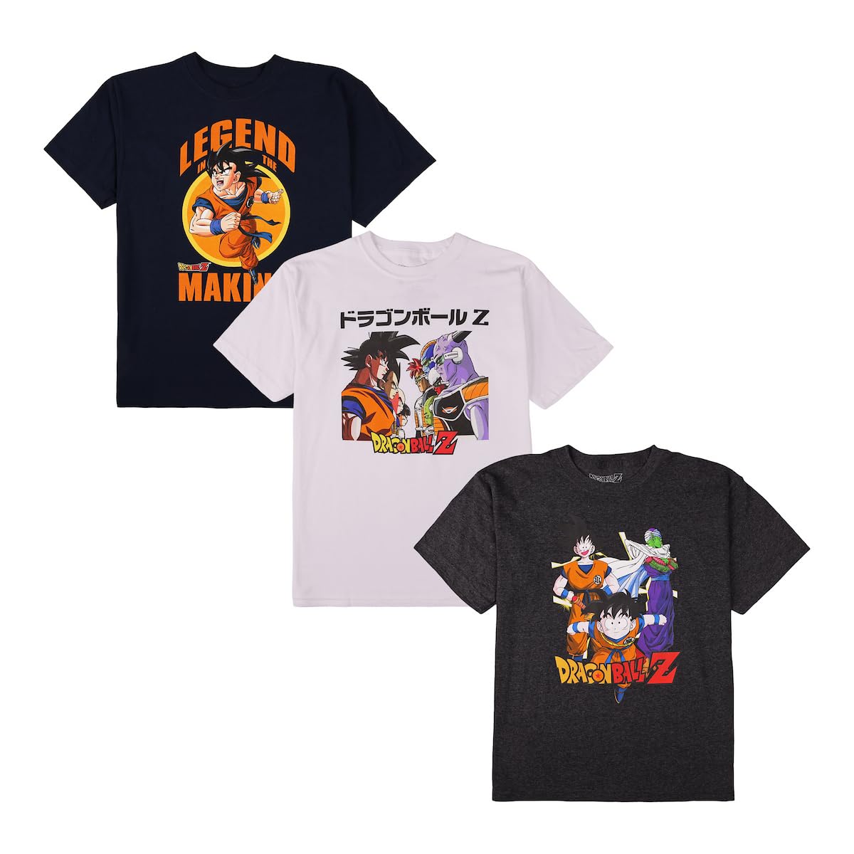 Dragon Ball Z Character Art 3-Pack Crew Neck Short Sleeve Youth Boy's T-Shirt Set