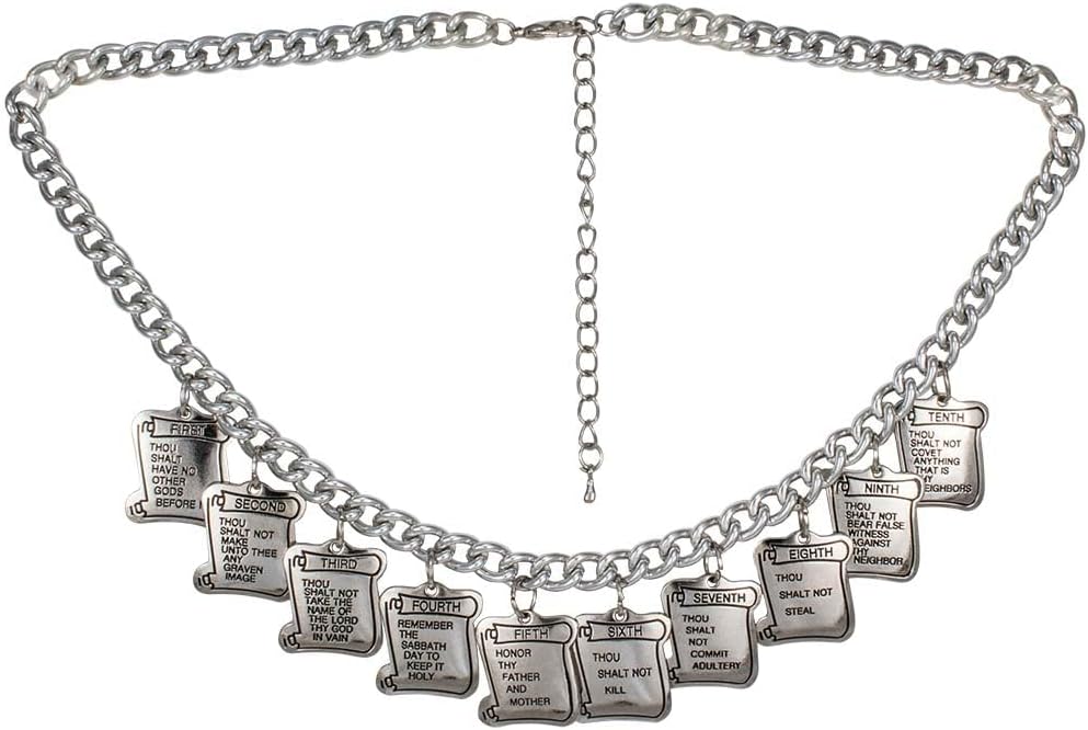 Ten (10) Commandments Silver Charm Necklace
