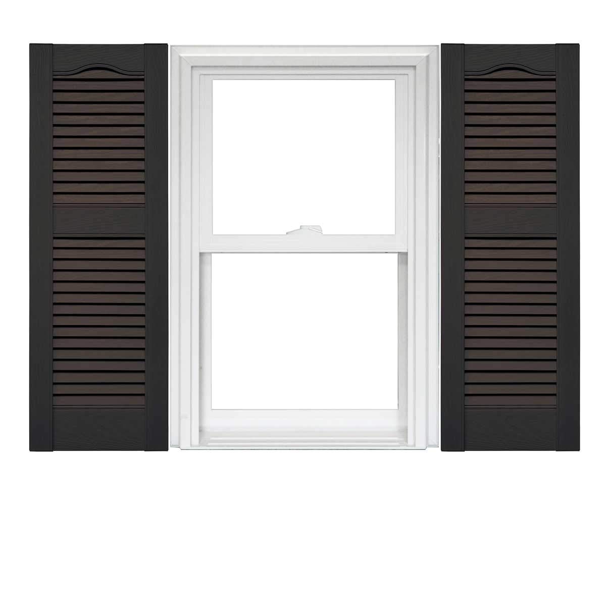 Mid America Open Louver Vinyl Shutters (1 Pair) - 12 x 31 010 Musket Brown