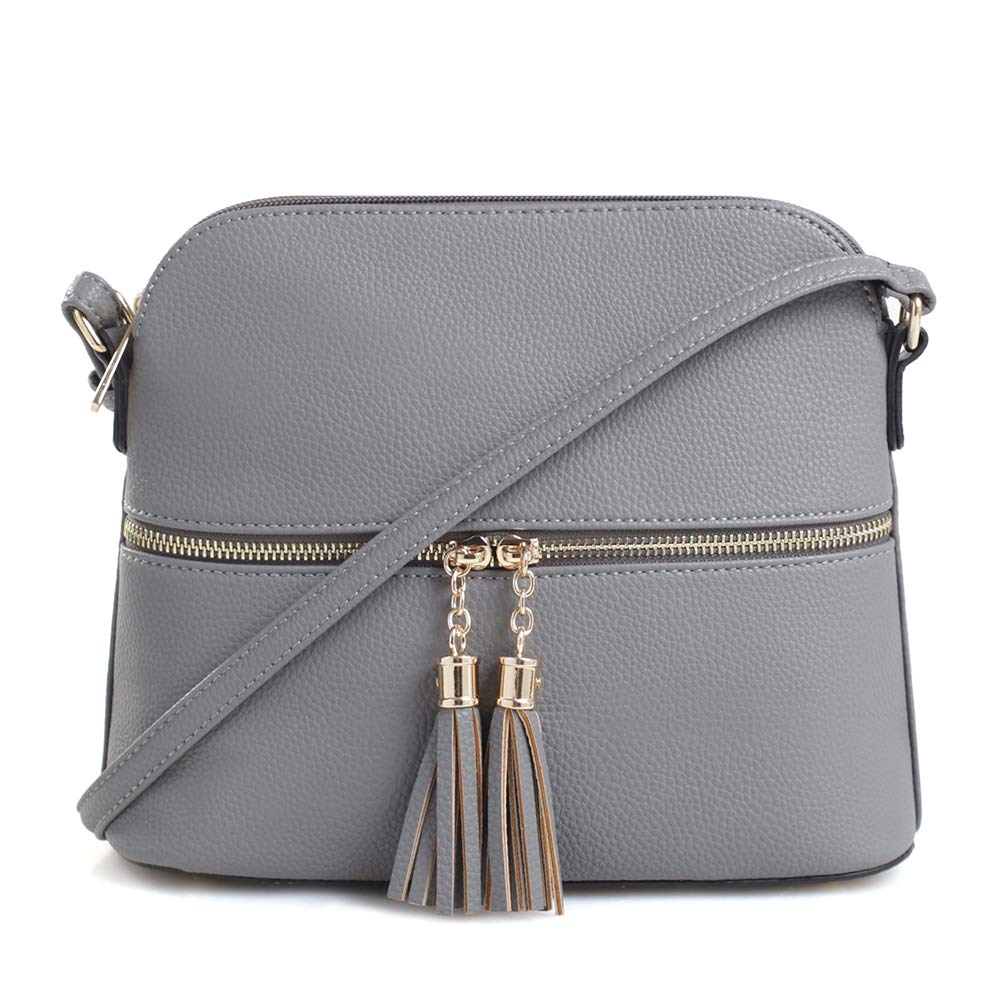 SG SUGULightweight Medium Dome Crossbody Bag with Tassel | Zipper Pocket | Adjustable Strap