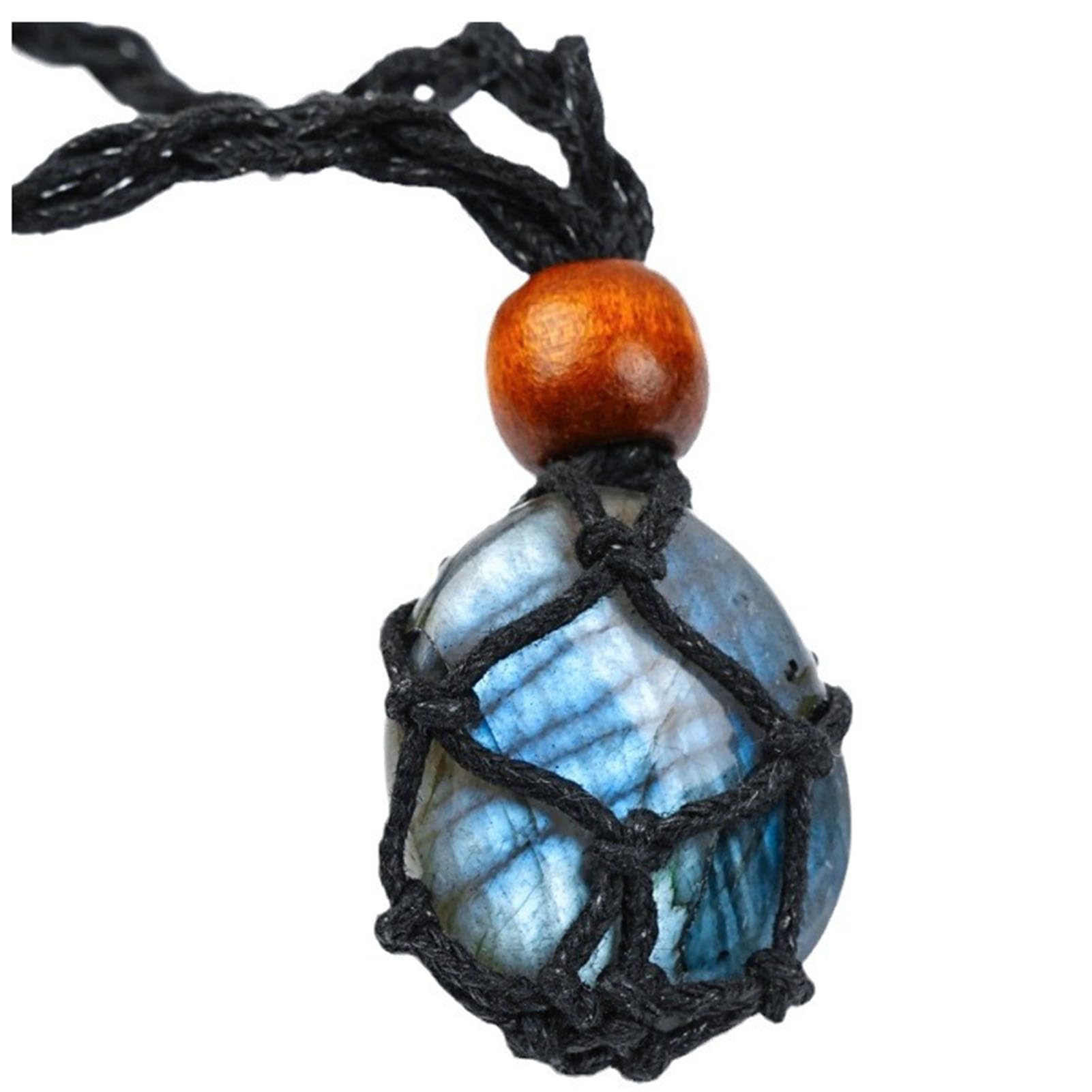 Collana con Ciondolo in macramè Labradorite, Realizzata a Mano in Vera Pietra appariscente per Protezione, intuizione, magia, guarigione dei Chakra e Regalo di Gioielli spirituali,2CM