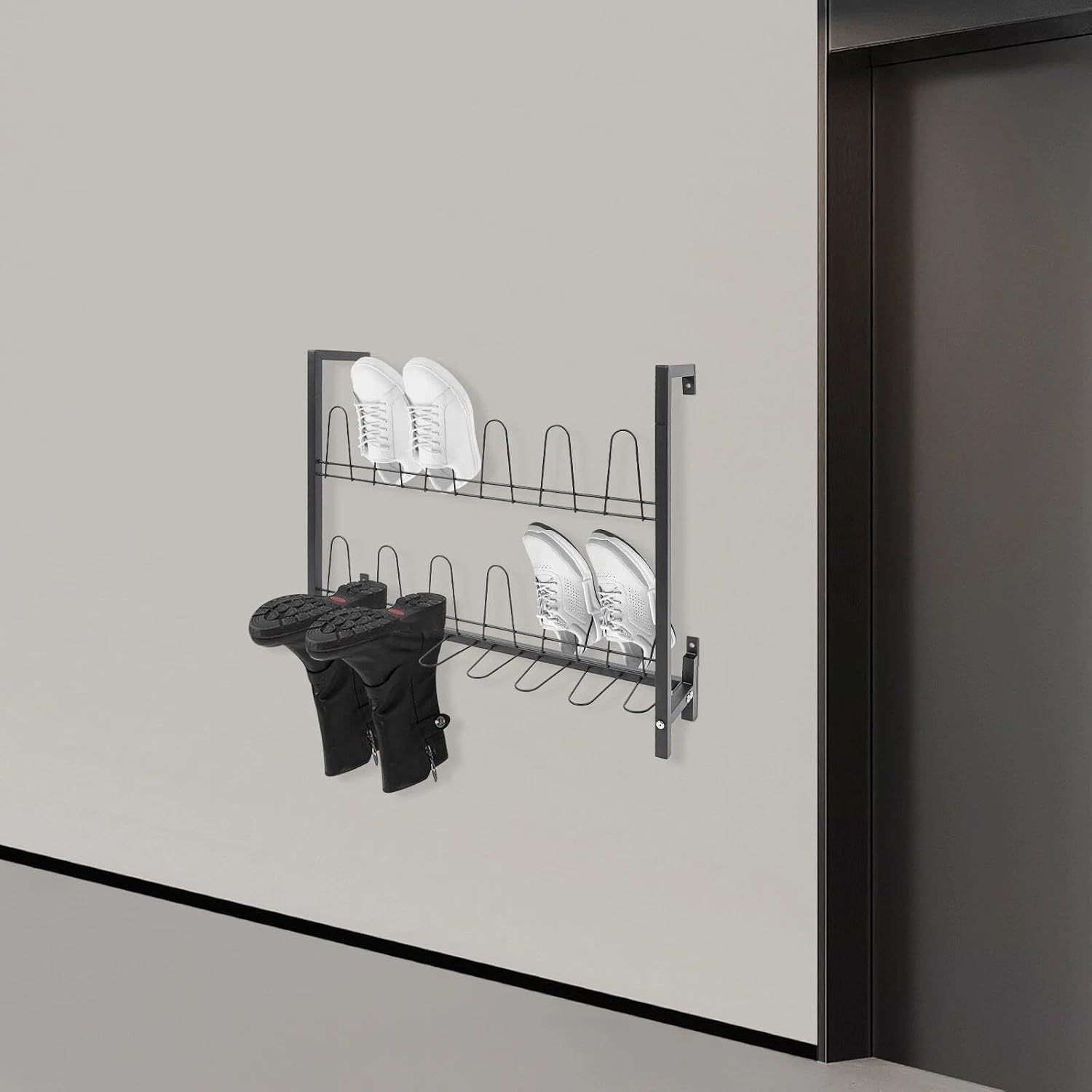 for 3 Tiers Wall Mounted Shoe Rack Metal Shoe Organizer Metal Hanging Shoe Rack