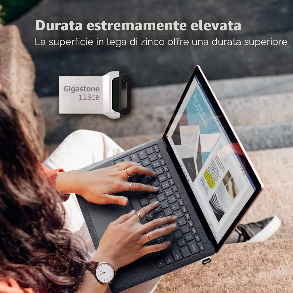 Gigastone 128 GB Chiavetta USB 3.1, Z90 Serie, Velocità e prestazioni affidabili, Ideali per PC Computer Mac, Compatibile con interfaccia USB 2.0/3.0/3.1, Impermeabile in metallo, Mini e robusto
