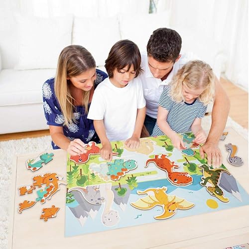 Miniatura 6 de BEESTECH Rompecabezas de dinosaurio para principiantes para niños de 2, 3, 4 años, paquete de 8 rompecabezas educativos de aprendizaje para niños