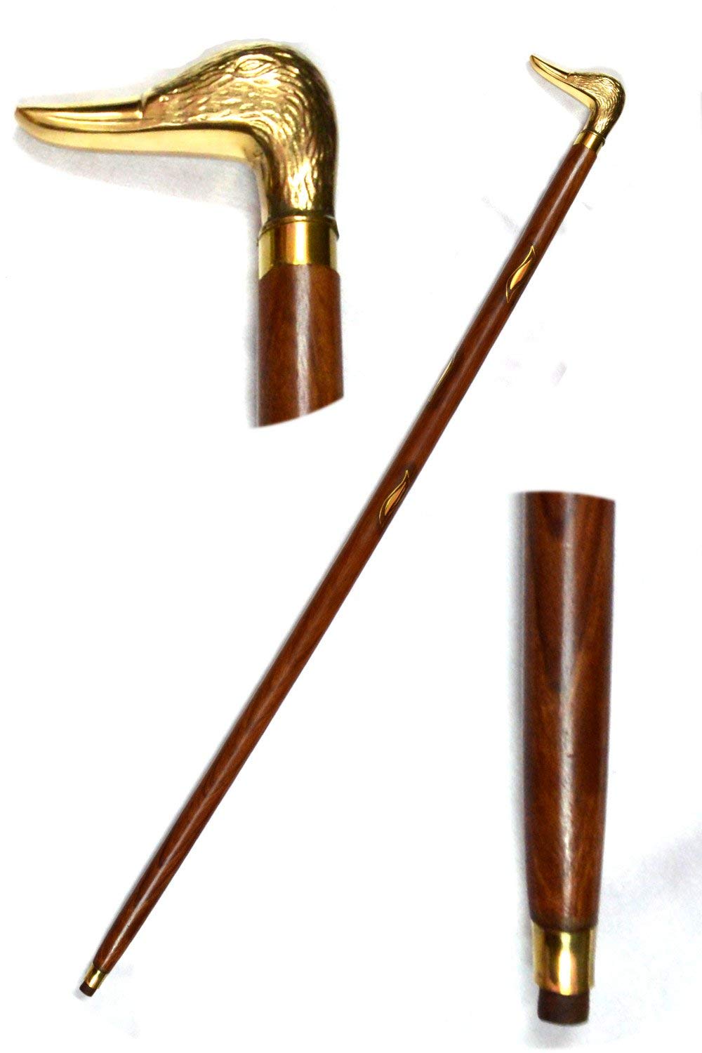 Fashion Passion India Duck Walking Stick - Men Derby Canes and Wooden Walking Stick for Men and Women - 37" Brown Ebony Brass Handle in Golden Tone Natural Wood Unisex Cane (B084DBKKYL) Amazon Price History, Amazon Price Tracker