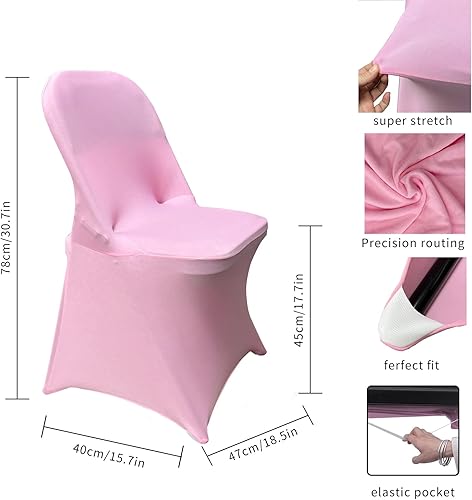 Vista 77 de HAINARverS Fundas para sillas plegables de elastano elástico, 30 unidades, protector universal para sillas para bodas, fiestas, banquetes