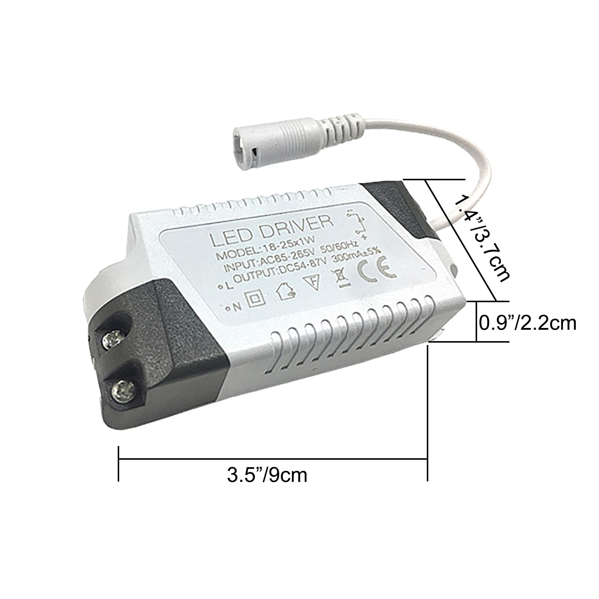 Trasformatore LED 18 – 25 W, trasformatore LED da 230 V a 60 – 90 VDC, alimentatore di rete per strisce luminose LED, faretti LED, confezione da 6