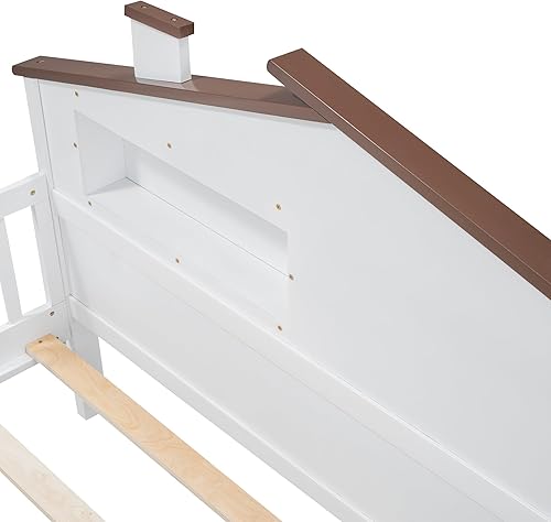 Miniatura 71 de Moderna plataforma de tamaño matrimonial con cabecera de almacenamiento y barandilla de seguridad para niños, plataforma de madera funcional con luz