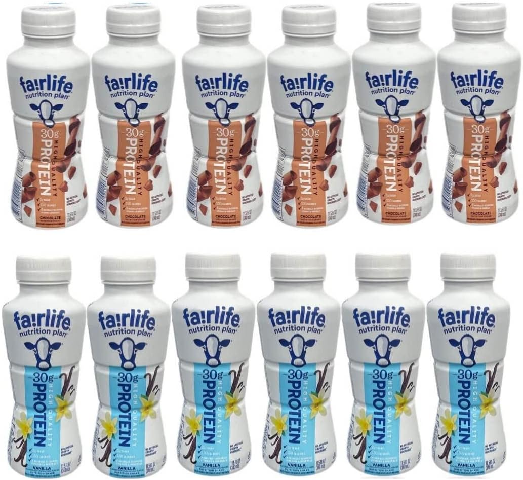 Fairlife Nutrition Plan High Protein Shake Variety Pack- 11.5 Fl Oz (12 Pack) (6 Chocolate & 6 Vanilla) In Accents Depot Packaging