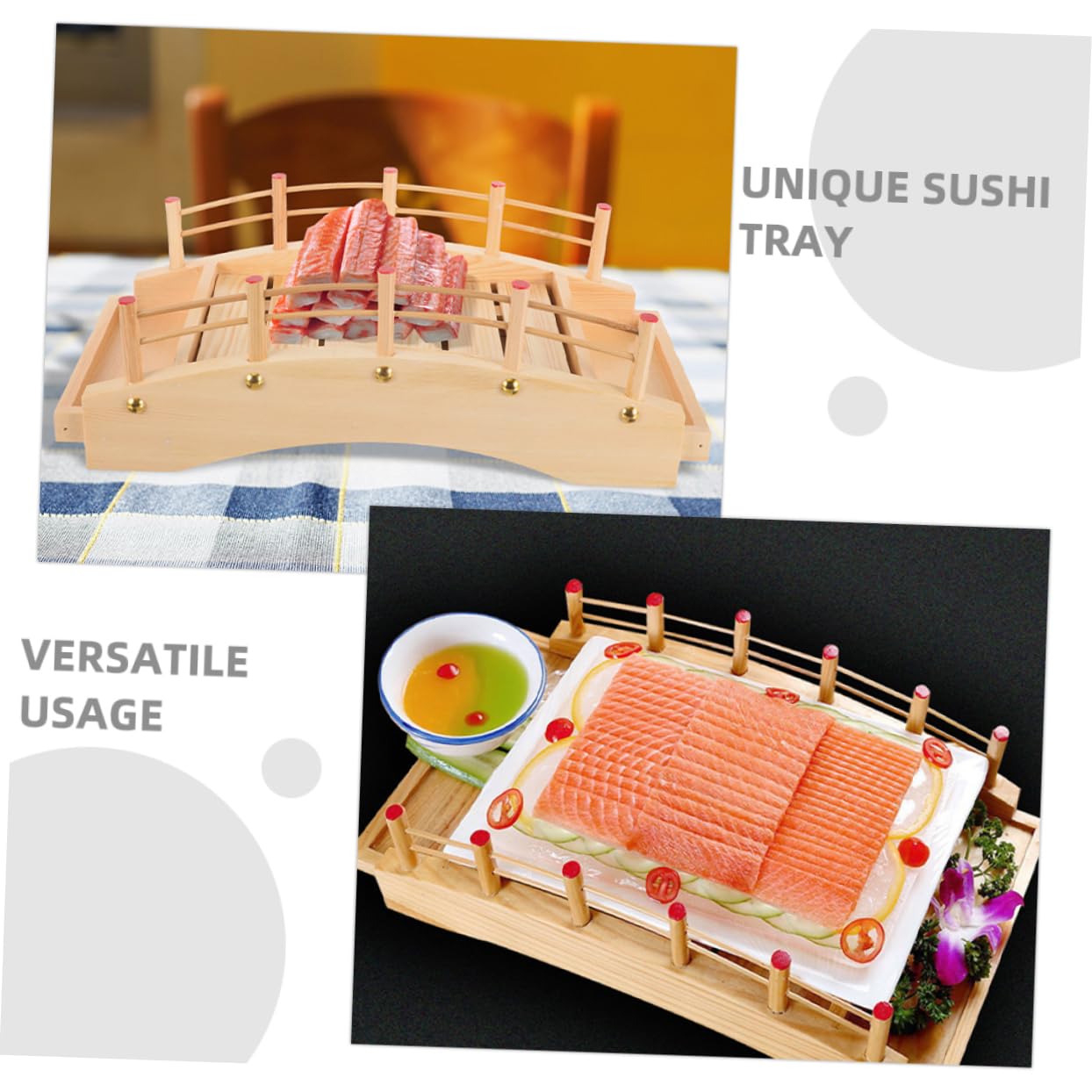ULTECHNOVO Japanische Sushi Servierplatte mit Elegantem Bogenform Design zum Servieren von Vorspeisen und Obst für Restaurant und Zuhause