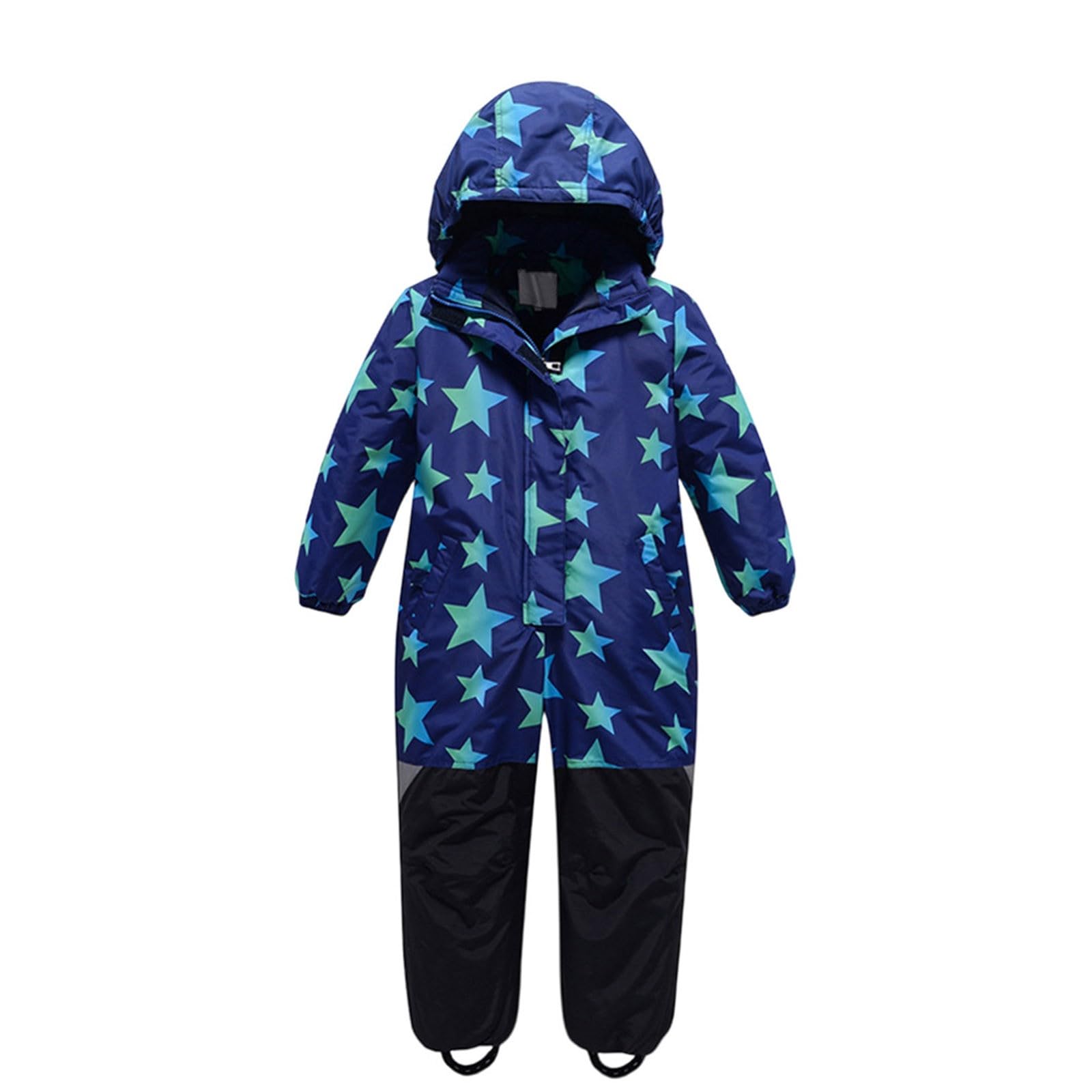 Generisch 2026 - Tuta da sci per bambini e ragazzi, termica, invernale, calda, da neve, antivento, con tuta rimovibile in softshell, Blu, 3-4 Anni