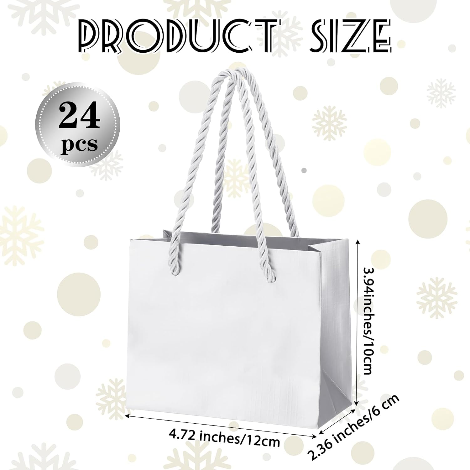 Fainne 24 Pcs Silver Mini Gift Bags with Handles Paper Gift Card Bags image 2