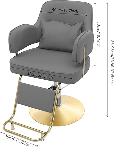 Miniatura 47 de Silla de peluquería para estilista, silla de peluquería para el hogar, altura ajustable y giratoria de 360°, sillas de salón de belleza, spa,