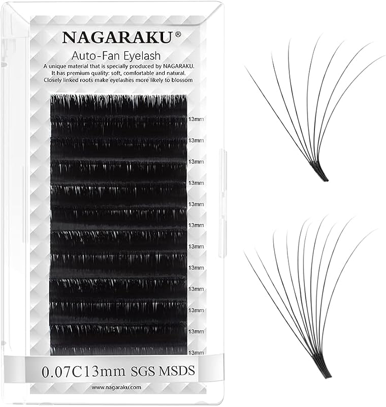 NAGARAKU Extensões de Cílios Easy Fan Volume 0,07 C 13 mm Preto Fosco