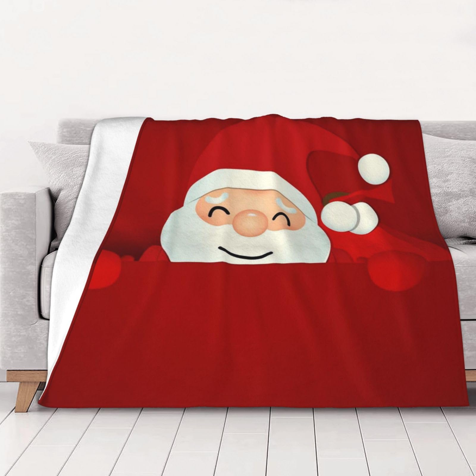 AUBKFELD Cute Santa Claus Printed Flannel Blanket 102x76 CM, Soft & Warm Throw Blanket for Sofa/Couch/Bed/Car, Gifts for Audlts Women Men