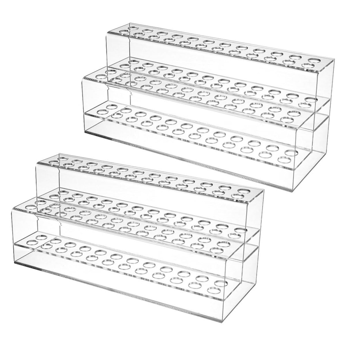 Veemoon Lot de 2 Porte-stylos en Acrylique Transparent, 48 Trous à 2 Niveaux, Support Polyvalent pour Pinceaux de Maquillage et Crayons à Sourcils, Organisateur de Bureau et Accessoires