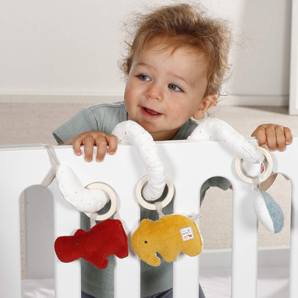 Fehn FehnNATUR 056136 Spirale d'activités en Tissu avec Fonctions d'apprentissage en Coton Biologique certifié - Favorise Les Sens de bébé à la Maison et en déplacement - pour bébé dès la Naissance