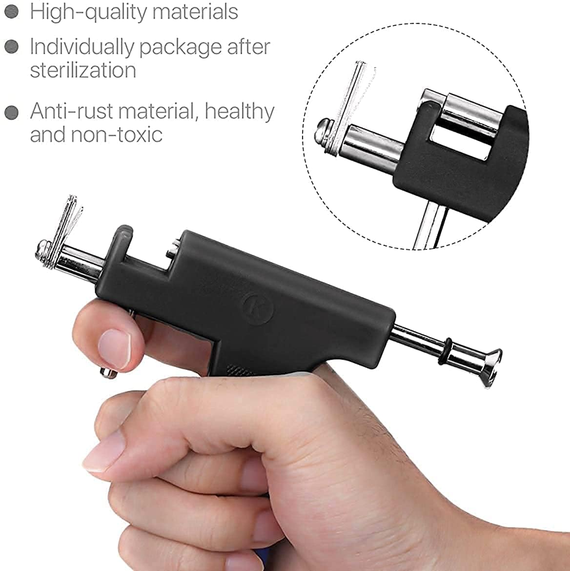 RAJry Ear Piercing Gun Tool Professional Ear Body Pierce Piercing Gun Reusable Tools Beauty Kit Set Painless Hole Piercing Machine with 98Pcs Stainless Steel Ears Studs for Ear Nose Navel 3