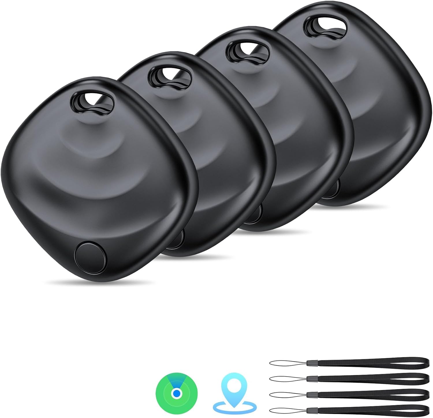 Air Tracker SmartTags con Apple Find My (Solo iOS), Localizzatore Oggetti con Allarme 80 dB, Batteria Sostituibile con Blocco Bambini, Tracker per Chiavi, Portafoglio e Bagagli, 4 Pezzi